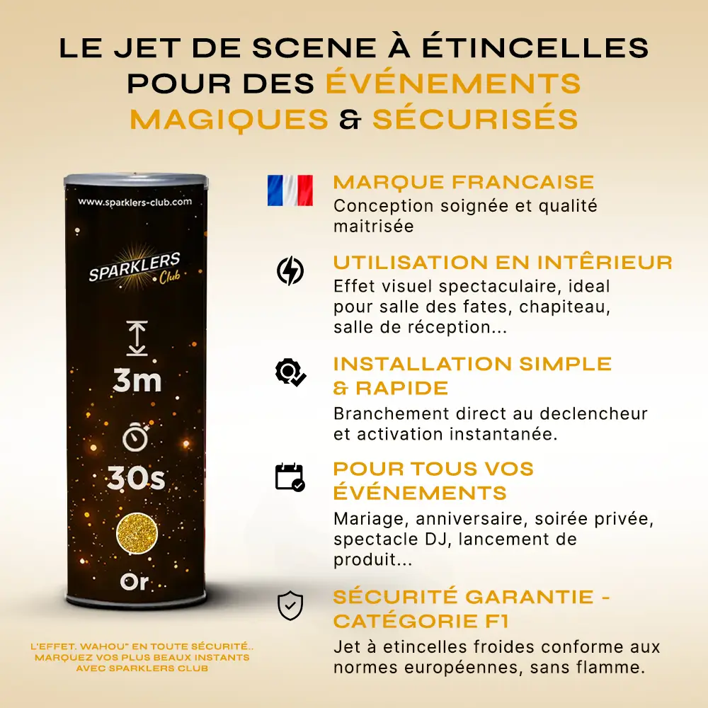 Lot de 50 Jets de scène 3 mètres 30 secondes Or