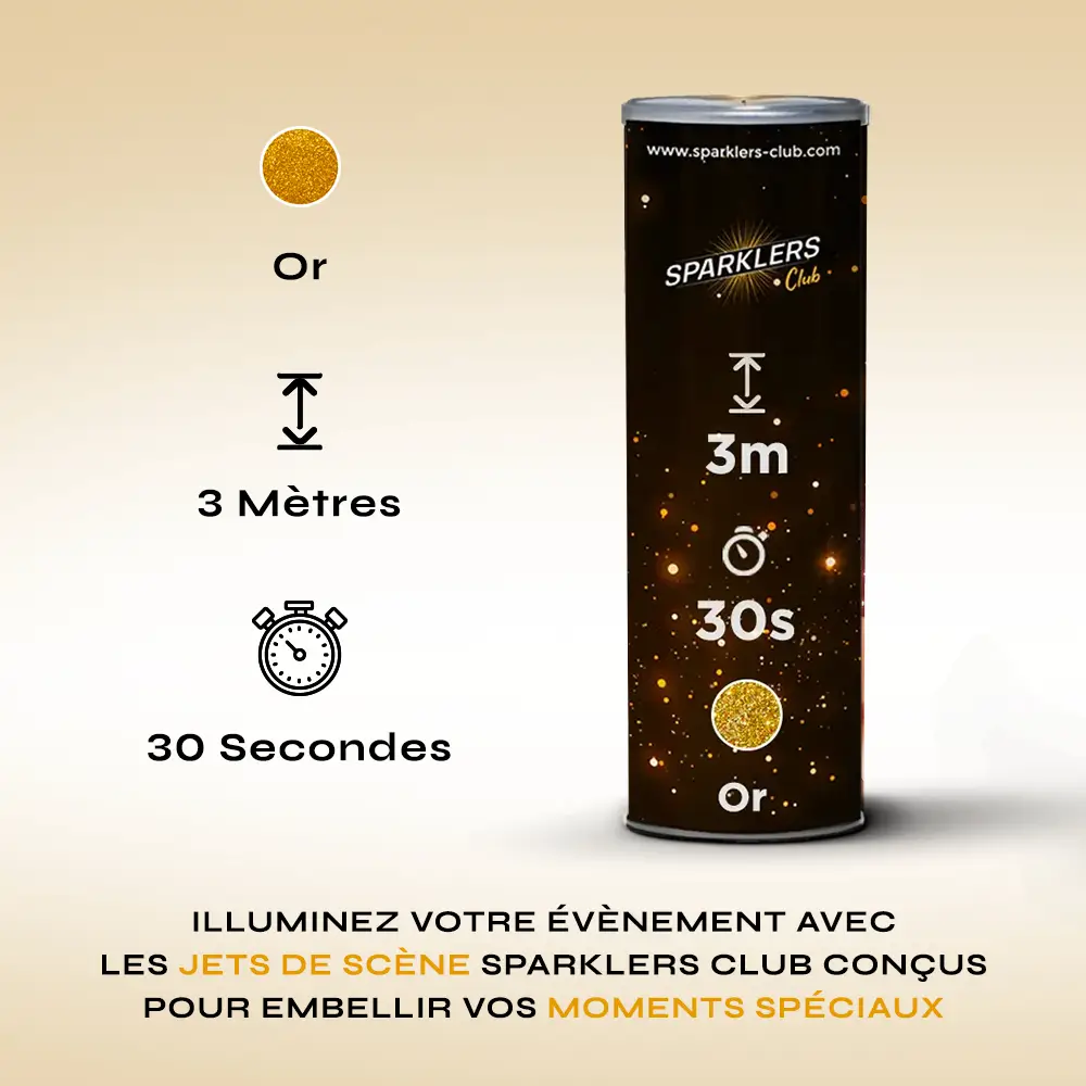 Lot de 50 Jets de scène 3 mètres 30 secondes Or
