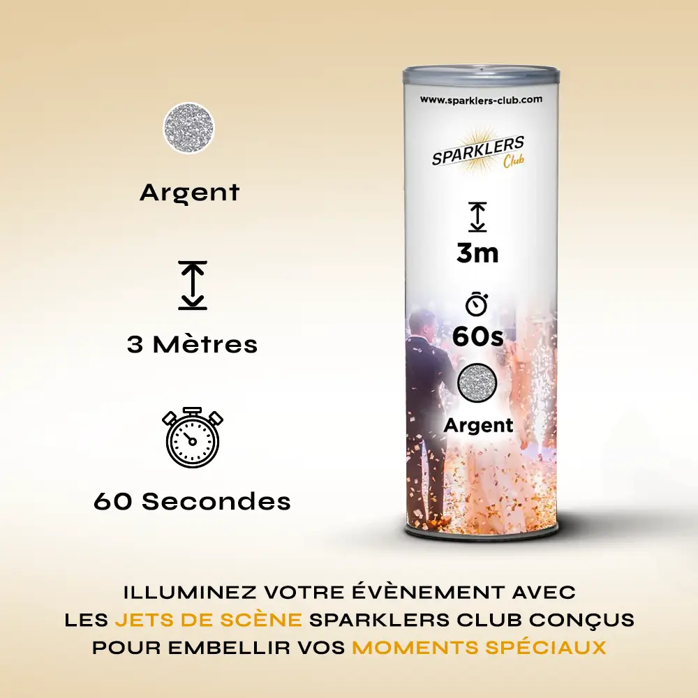 Lot de 50 Jets de scène 3 Mètres / 60 Sec argent