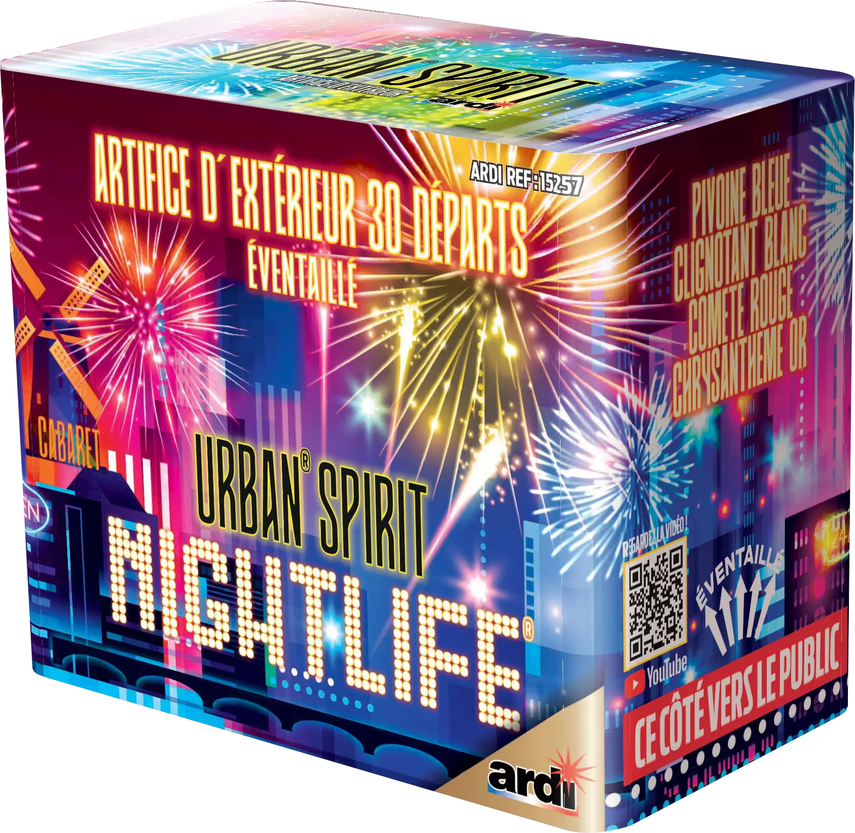 Feu d&#39;Artifice Compact URBAN® SPIRIT - NIGHTLIFE® - 30 Tirs - 35 secondes
