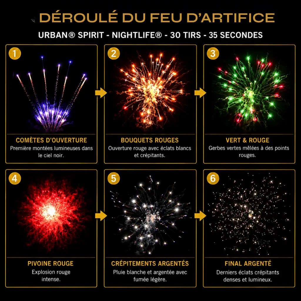 Feu d'Artifice Compact URBAN® SPIRIT - NIGHTLIFE® - 30 Tirs - 35 secondes