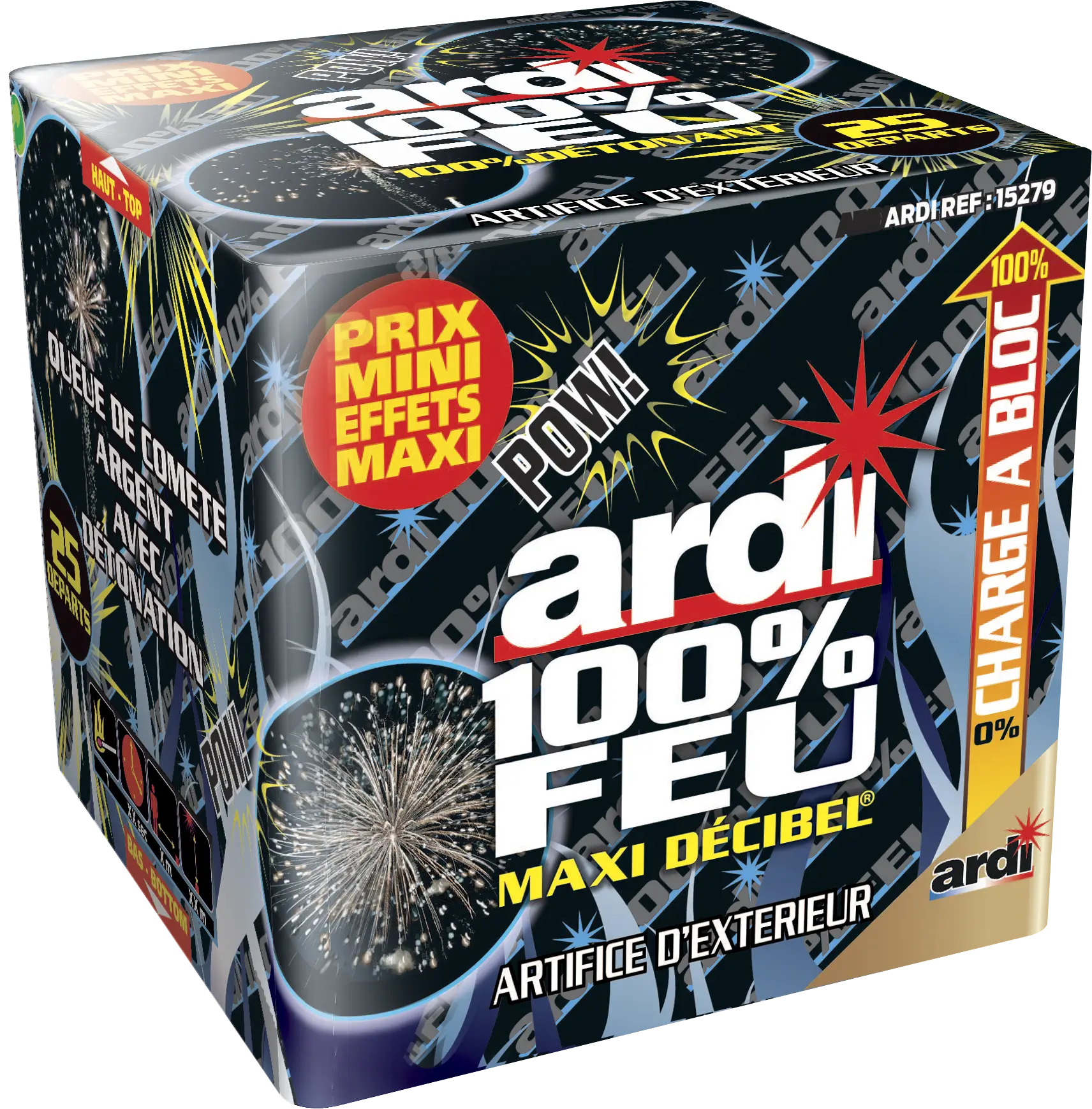 Feu d&#39;Artifice Compact ARDI® 100% FEU - MAXI DÉCIBEL® - 25 Tirs - 25 secondes