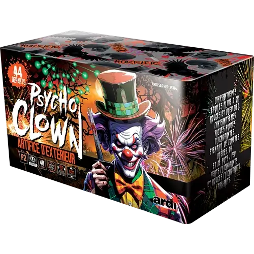 Feu d&#39;Artifice Compact HORRIFIC® - PSYCHO CLOWN - 44 Tirs - 40 secondes