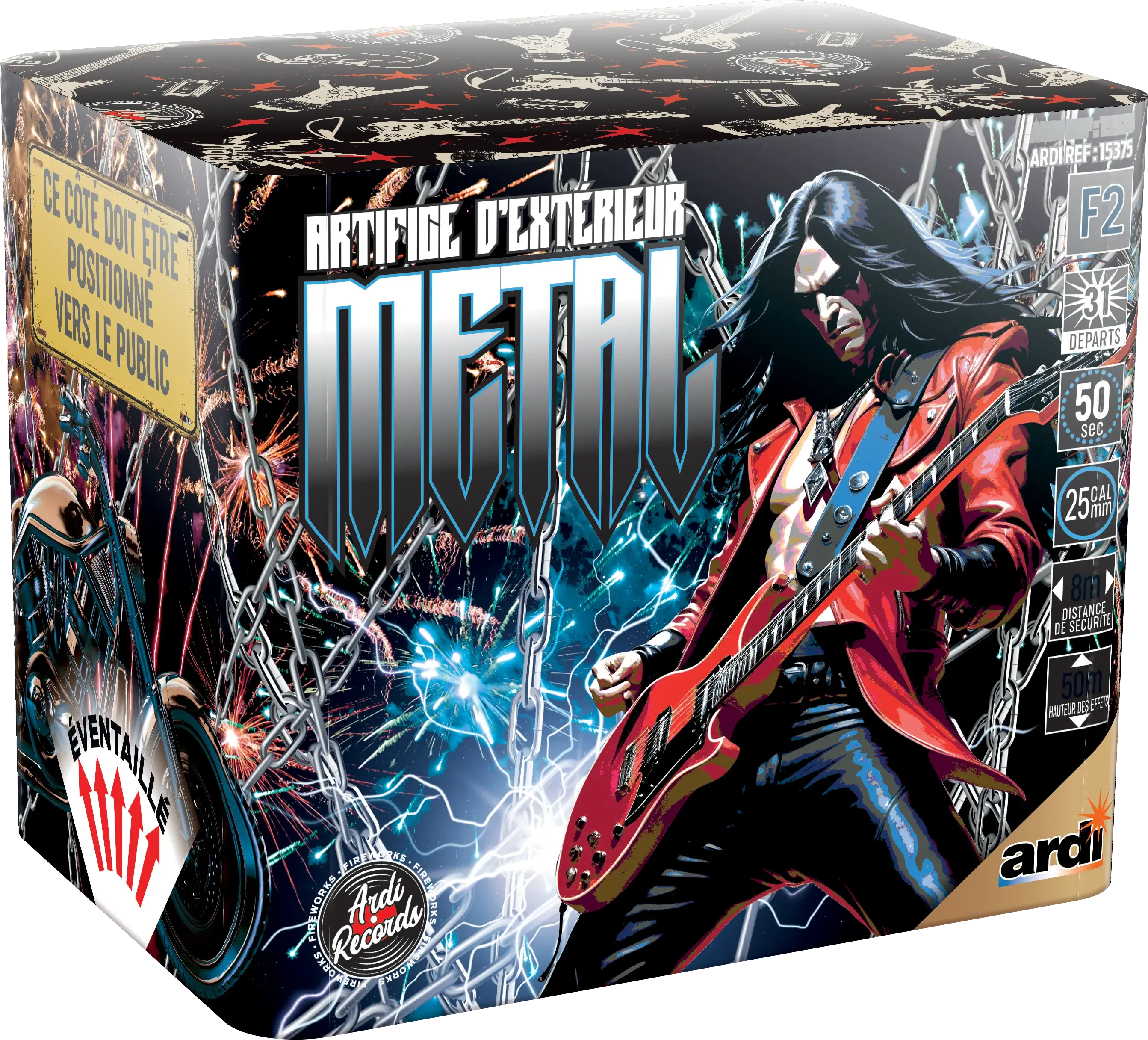 Feu d&#39;Artifice Compact ARDI® RECORDS - METAL® - 31 Tirs - 50 secondes