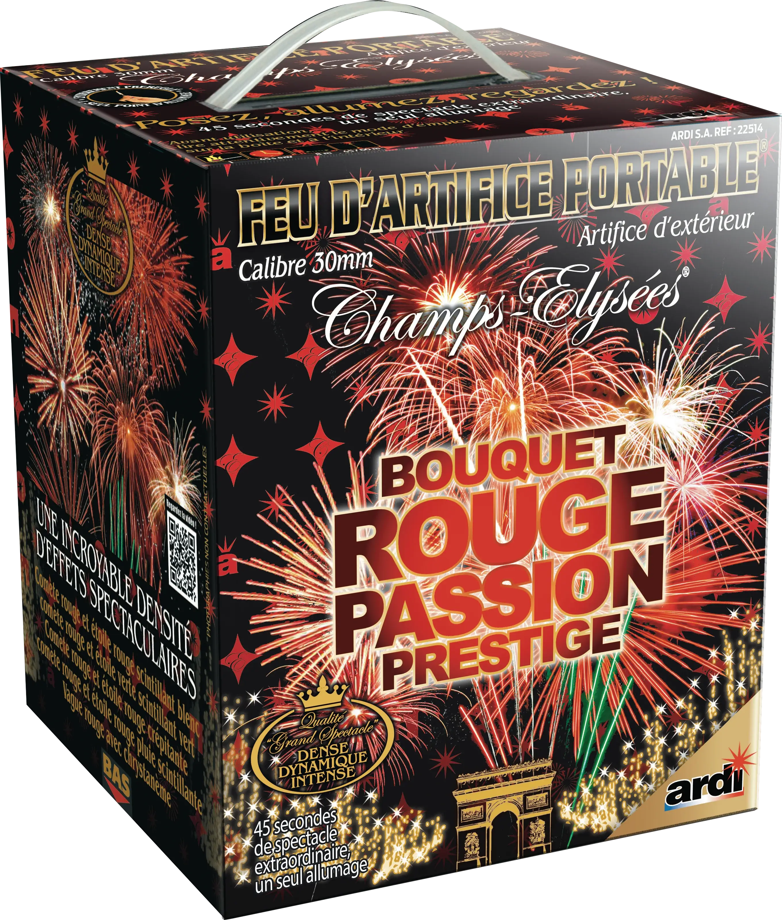 Feu d&#39;Artifice PORTABLE® BOUQUET ROUGE PASSION PRESTIGE - 25 Tirs - 45 secondes