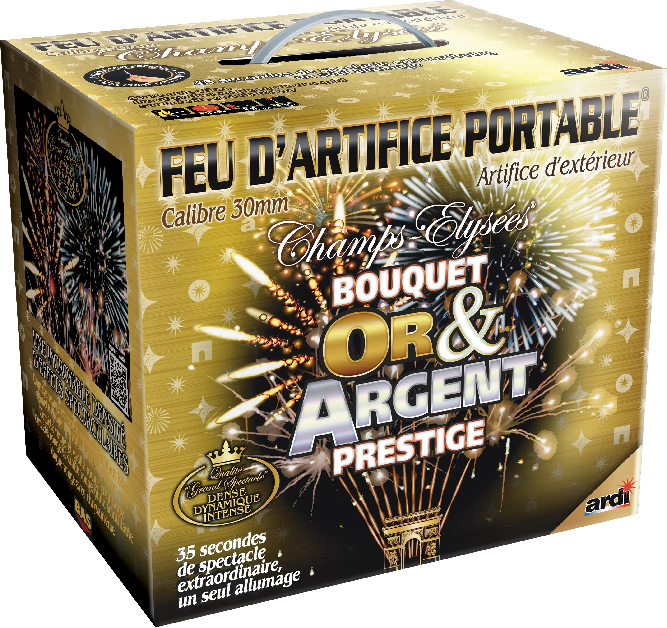 Feu d&#39;Artifice PORTABLE® BOUQUET OR &amp; ARGENT PRESTIGE - 48 Tirs - 35 secondes