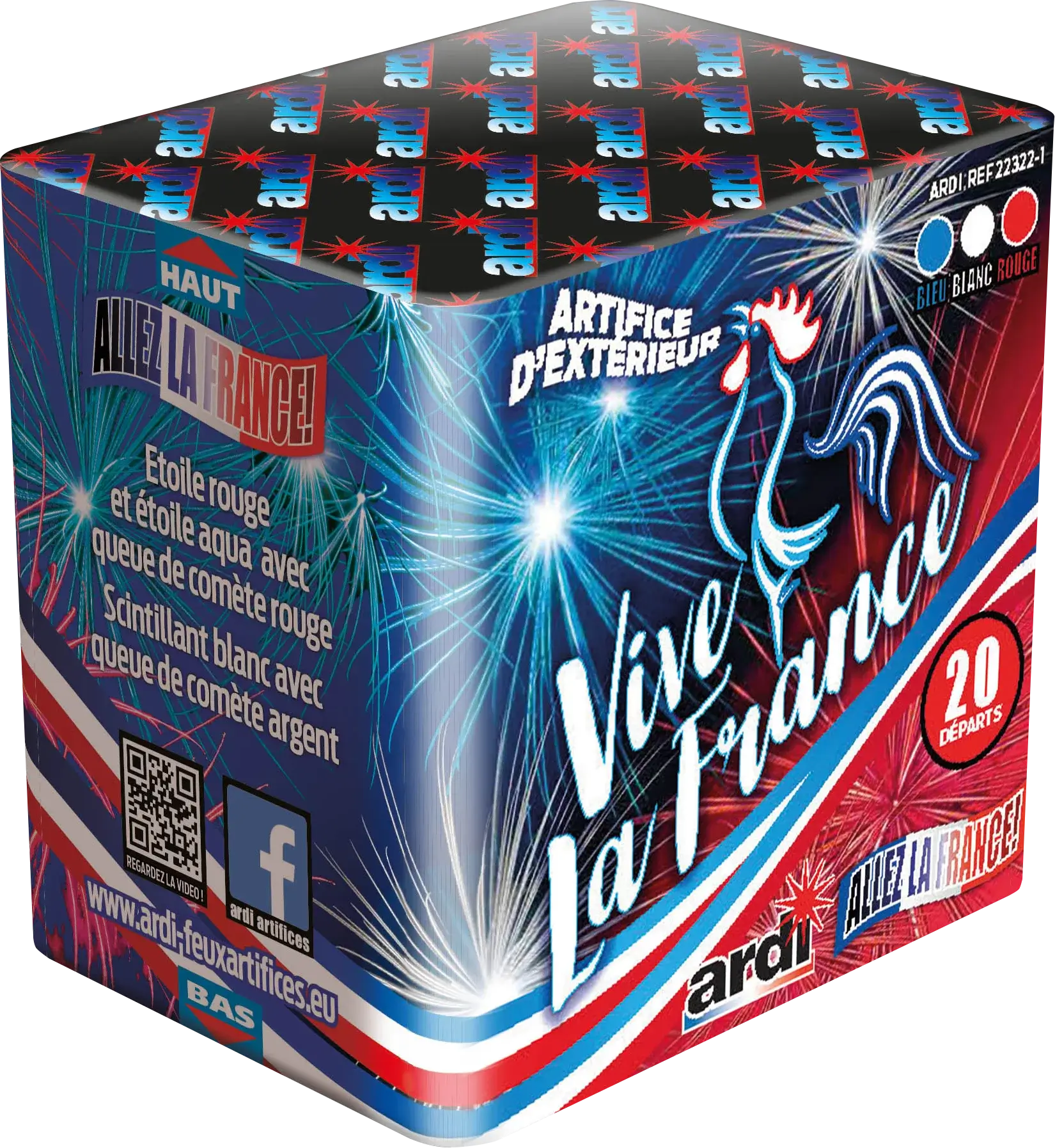 Feu d&#39;Artifice Compact ALLEZ LA FRANCE !® - VIVE LA FRANCE ! - 20 Tirs - 25 secondes