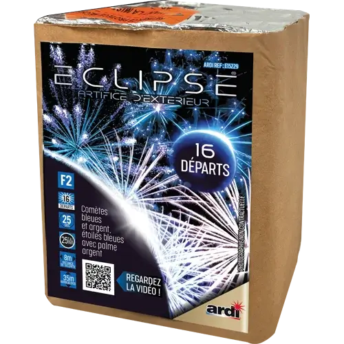 Feu d&#39;Artifice ECLIPSE 2024 Bleu &amp; Argent 16 tirs - 20 secondes