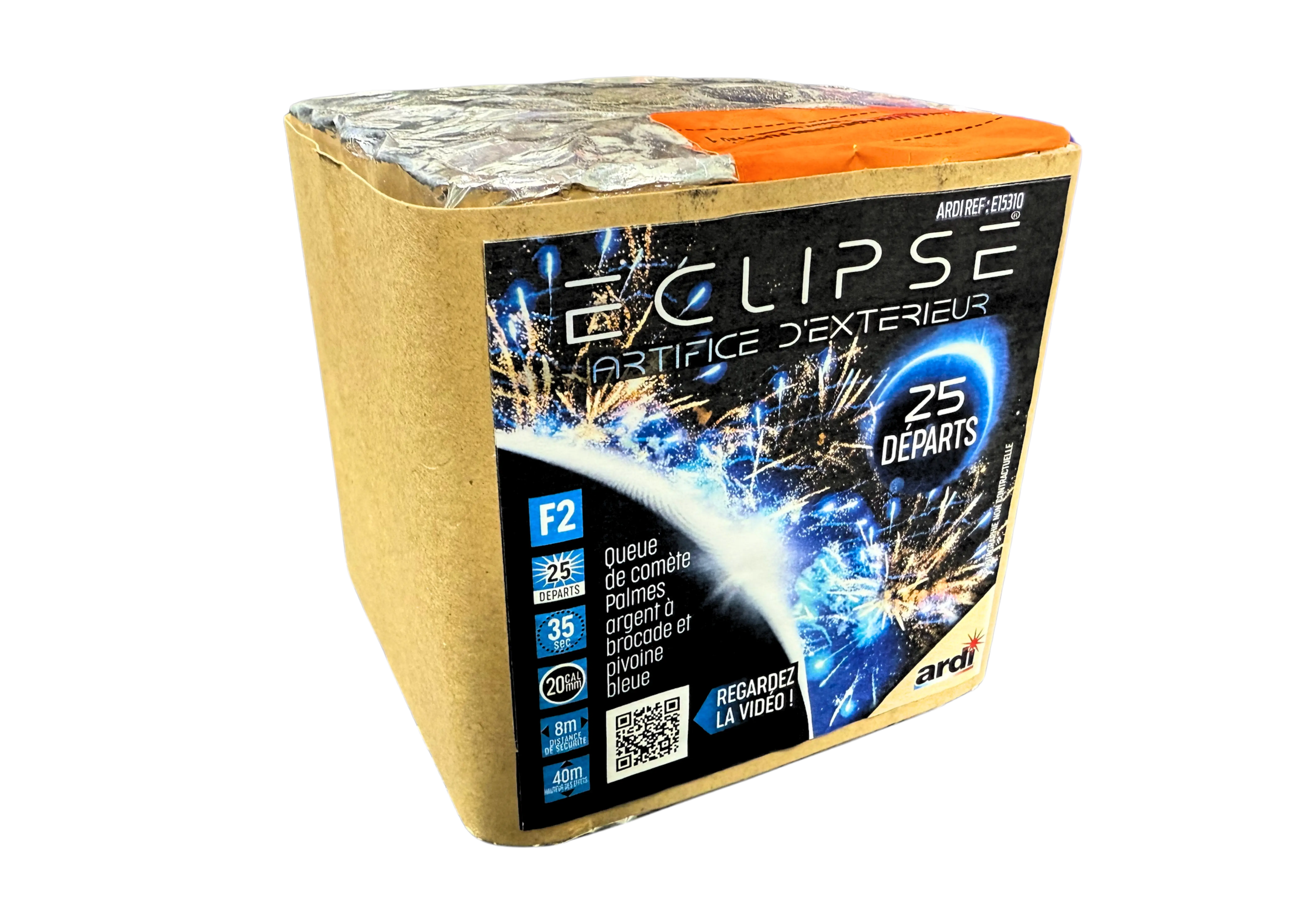 Feu d&#39;Artifice ECLIPSE 2025 Bleu &amp; Argent 25 départs - 35 secondes