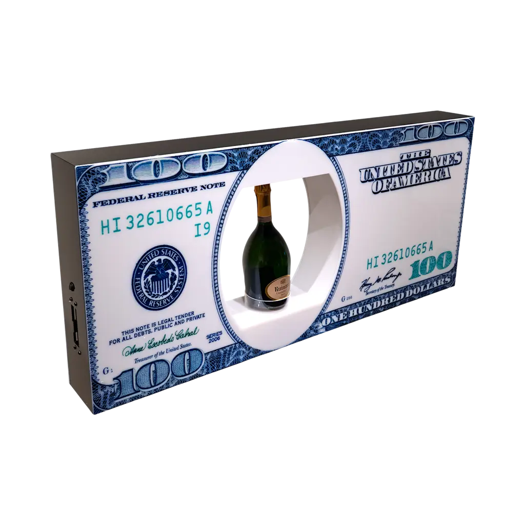 Rituel de service “Dollar” – Présentoir bouteille VIP lumineux 85cm | By Sparklers®