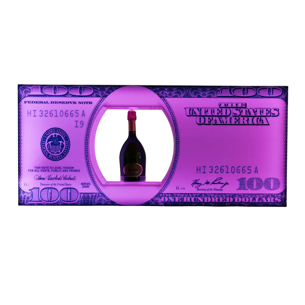 Rituel de service “Dollar” – Présentoir bouteille VIP lumineux 85cm | By Sparklers®