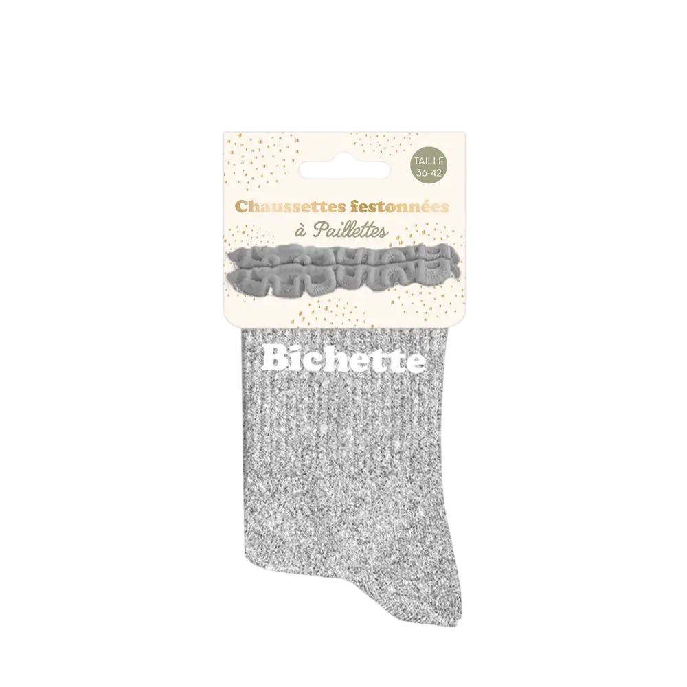 Chaussettes feston paillettes Bichette – Taille unique 36–42