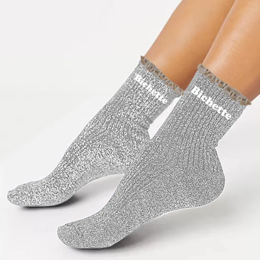Chaussettes feston paillettes Bichette – Taille unique 36–42