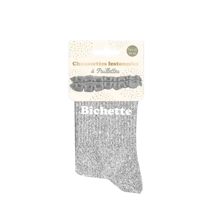 Chaussettes feston paillettes Bichette – Taille unique 36–42