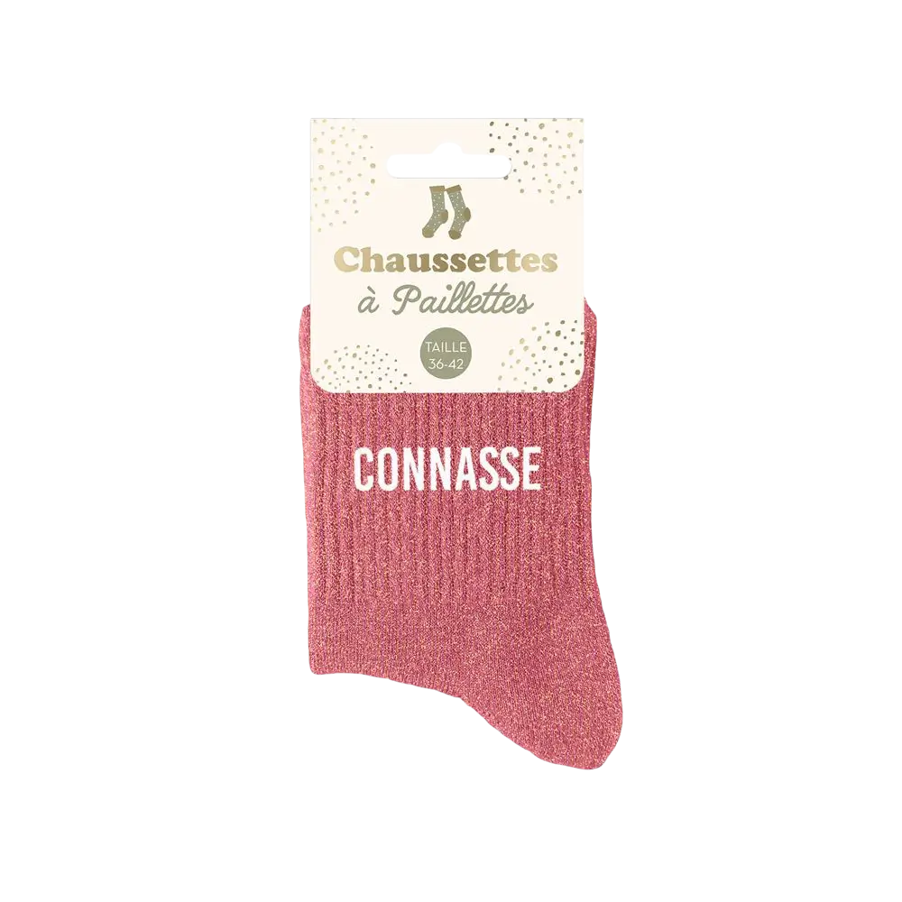 Chaussettes paillettes Connasse – Taille unique 36–42