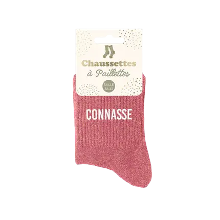 Chaussettes paillettes Connasse – Taille unique 36–42