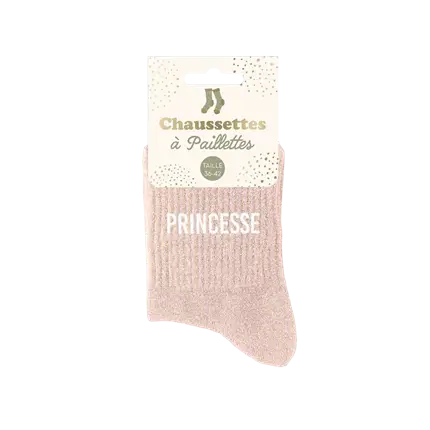 Chaussettes paillettes Princesse – Taille unique 36–42
