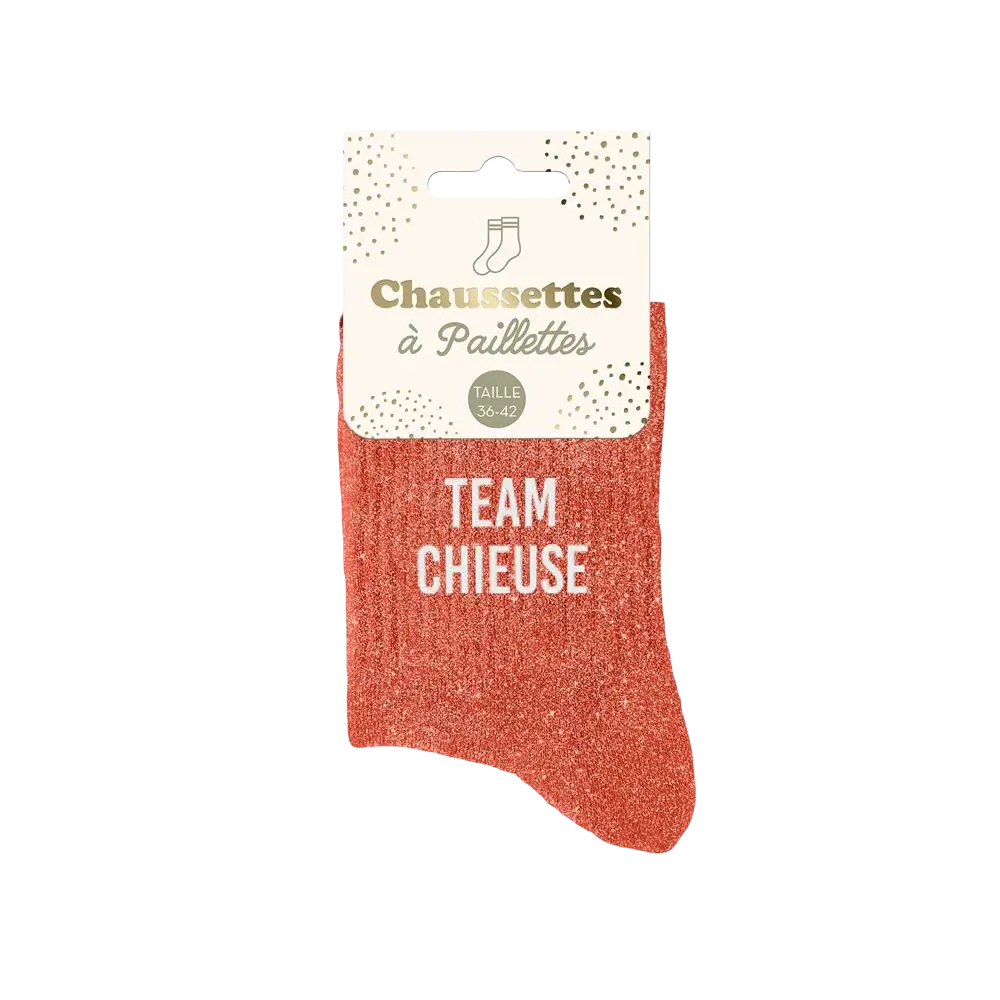 Chaussettes paillettes team chieuse – Taille unique 36–42