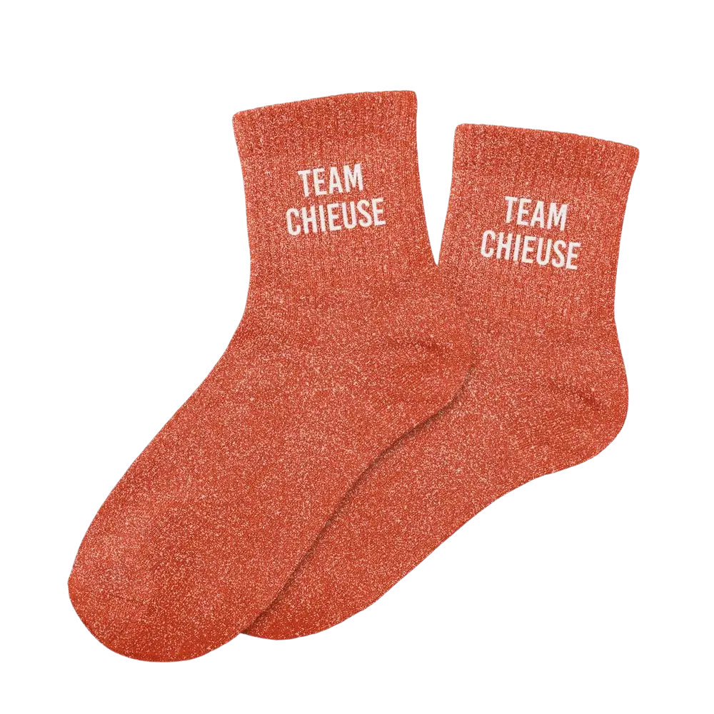 Chaussettes paillettes team chieuse – Taille unique 36–42