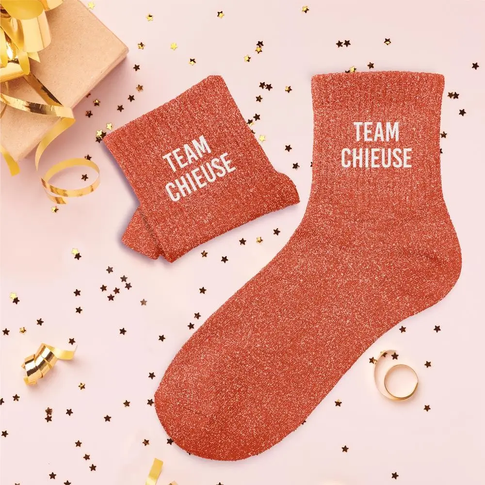 Chaussettes paillettes team chieuse – Taille unique 36–42