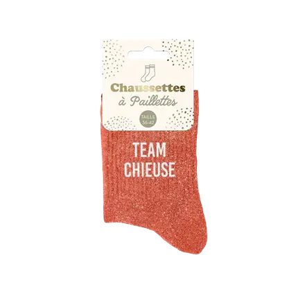 Chaussettes paillettes team chieuse – Taille unique 36–42