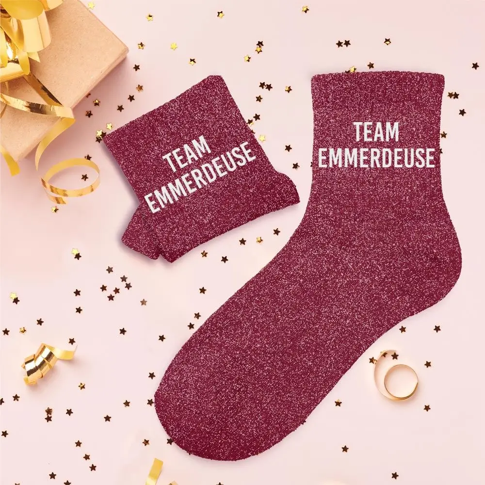 Chaussettes paillettes Team Emmerdeuse – Taille unique 36–42