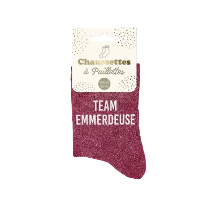 Chaussettes paillettes Team Emmerdeuse – Taille unique 36–42