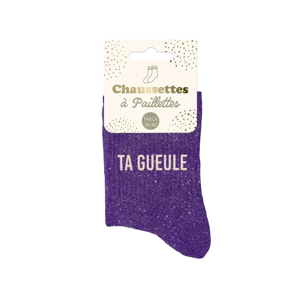 Chaussettes paillettes Ta Gueule – Taille unique 36–42