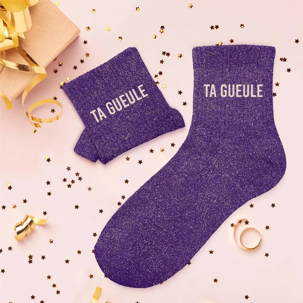 Chaussettes paillettes Ta Gueule – Taille unique 36–42