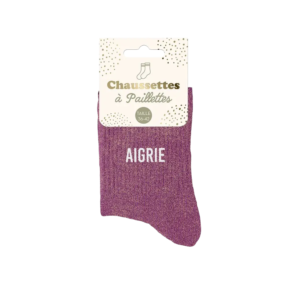 Chaussettes paillettes aigrie – Taille unique 36–42