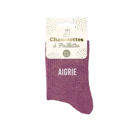 Chaussettes paillettes aigrie – Taille unique 36–42
