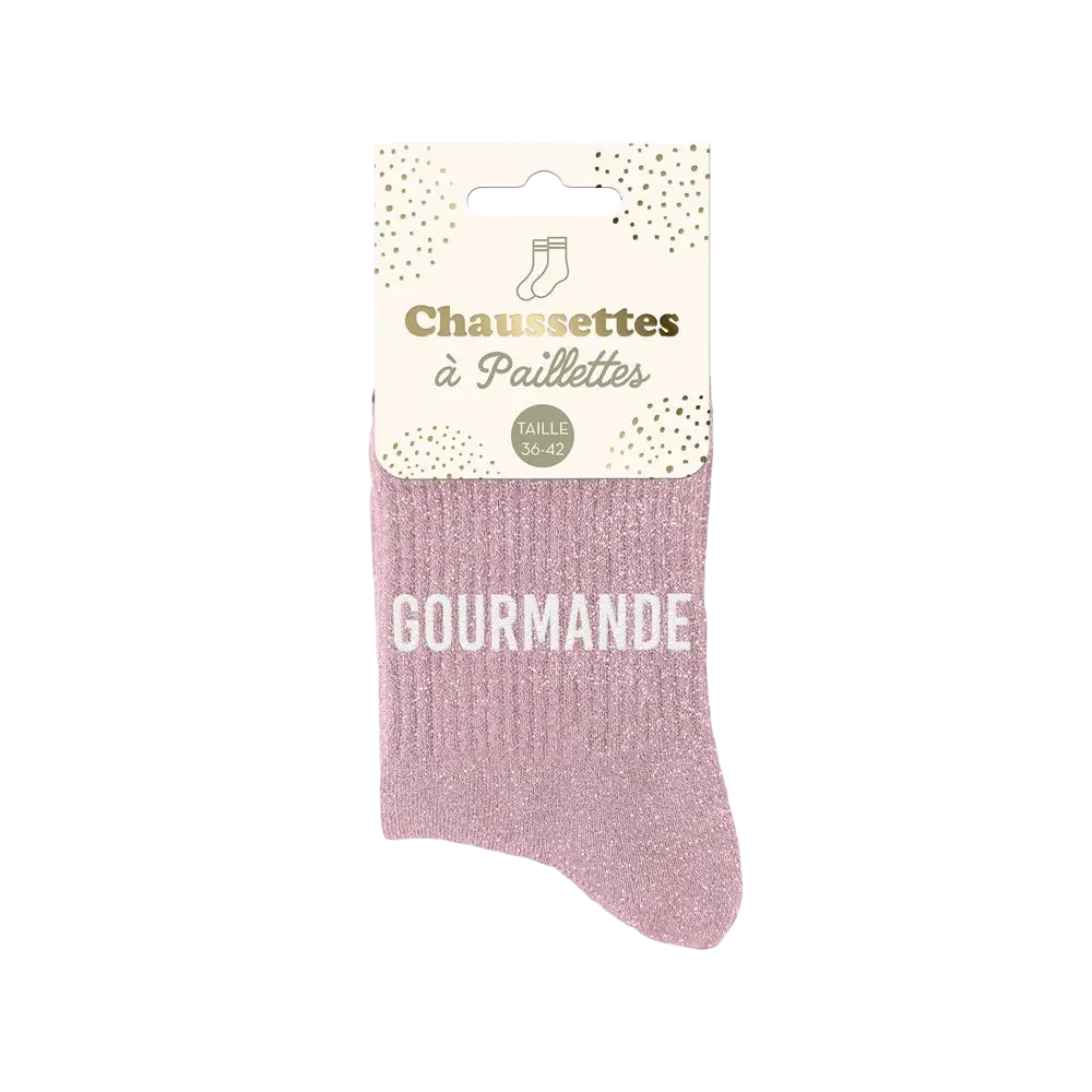 Chaussettes paillettes gourmande – Taille unique 36–42