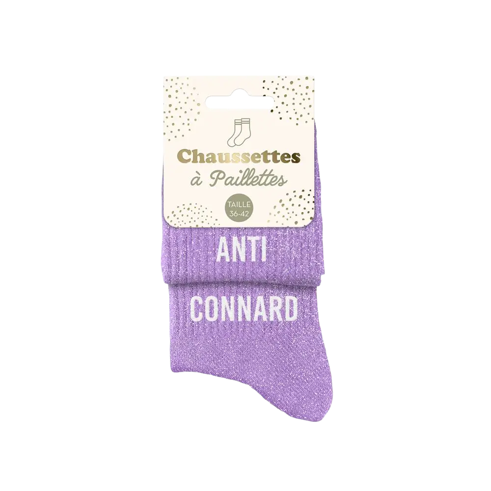 Chaussettes paillettes duo Anti Connard – Taille unique 36–42