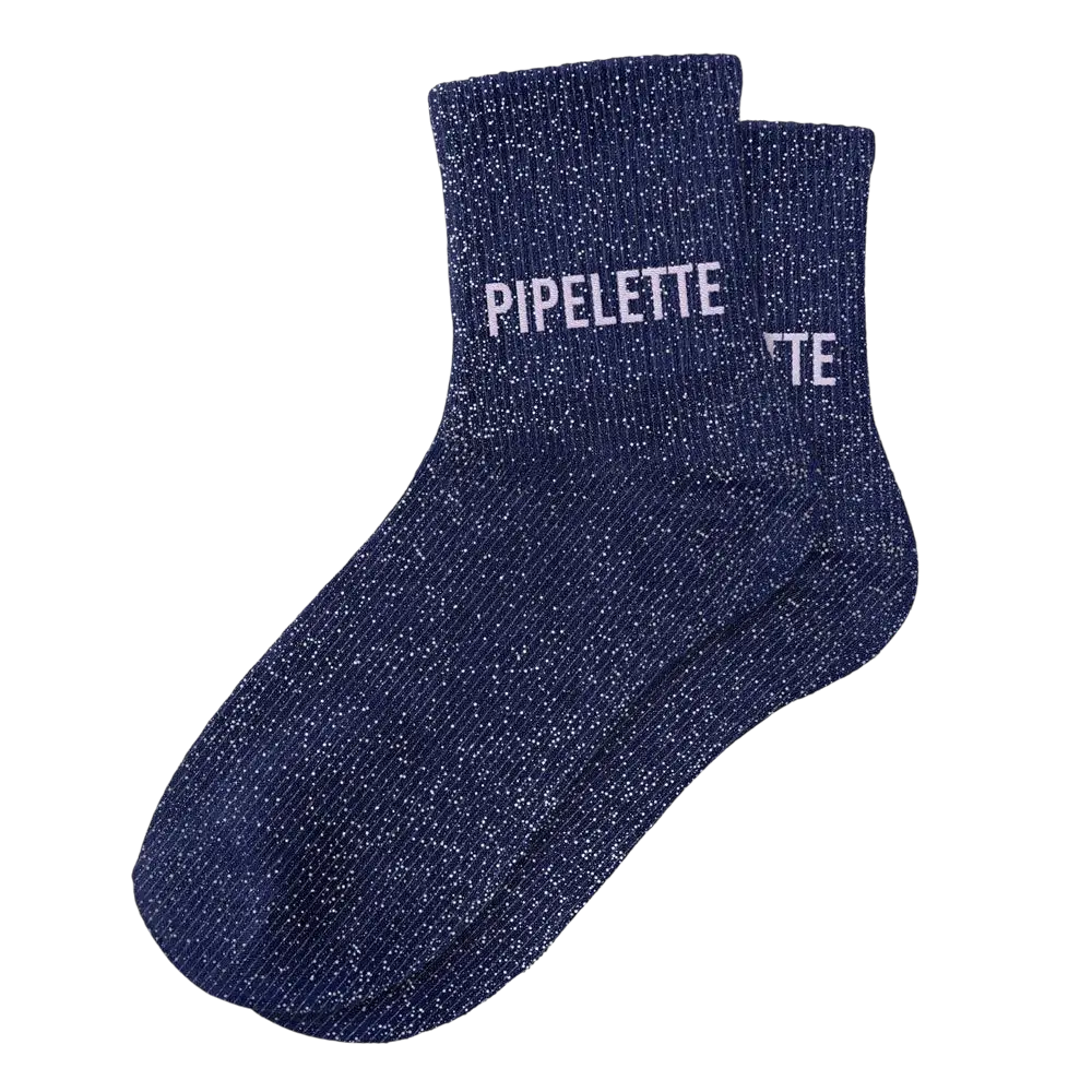 Chaussettes paillettes pipelette bleu – Taille unique 36–42