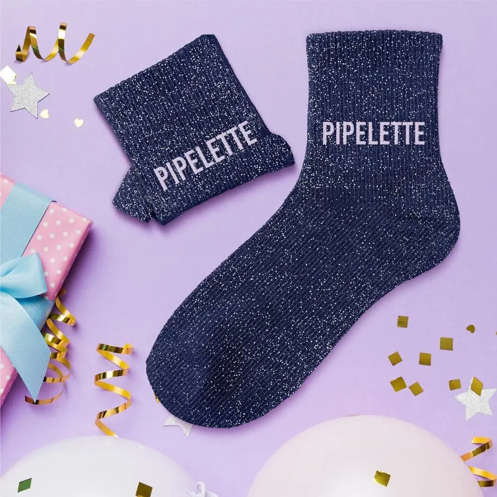 Chaussettes paillettes pipelette bleu – Taille unique 36–42