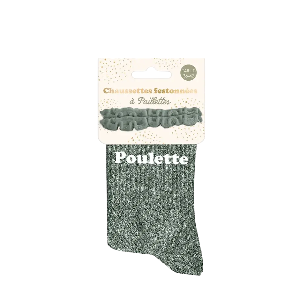 Chaussettes feston Paillettes Poulette– Taille unique 36–42