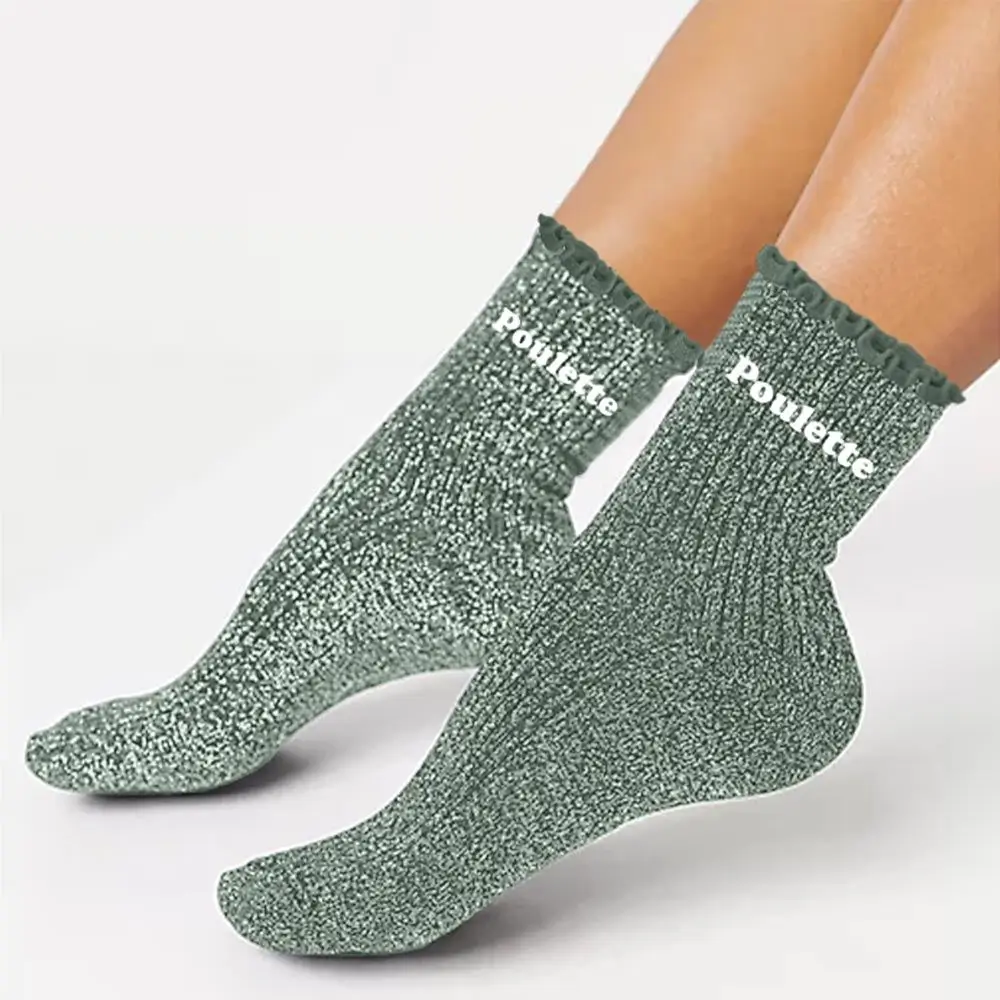 Chaussettes feston Paillettes Poulette– Taille unique 36–42