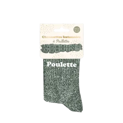Chaussettes feston Paillettes Poulette– Taille unique 36–42