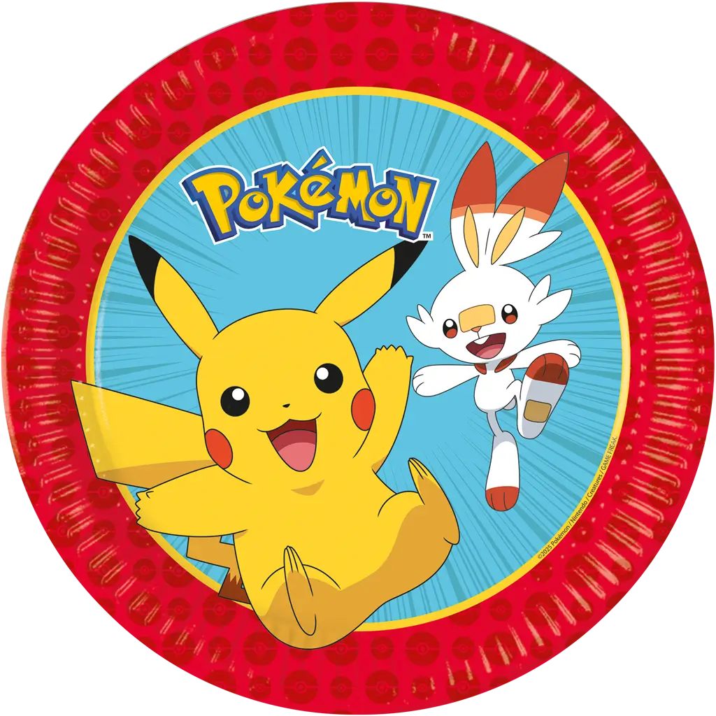 Assiette en carton Pokémon ø23cm - Lot de 8
