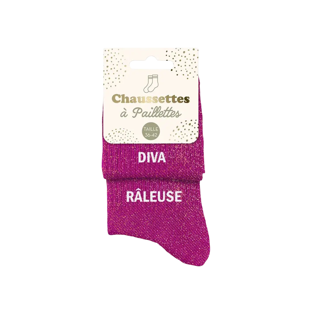 Chaussettes Paillettes Duo Diva Râleuse – Taille Unique 36–42