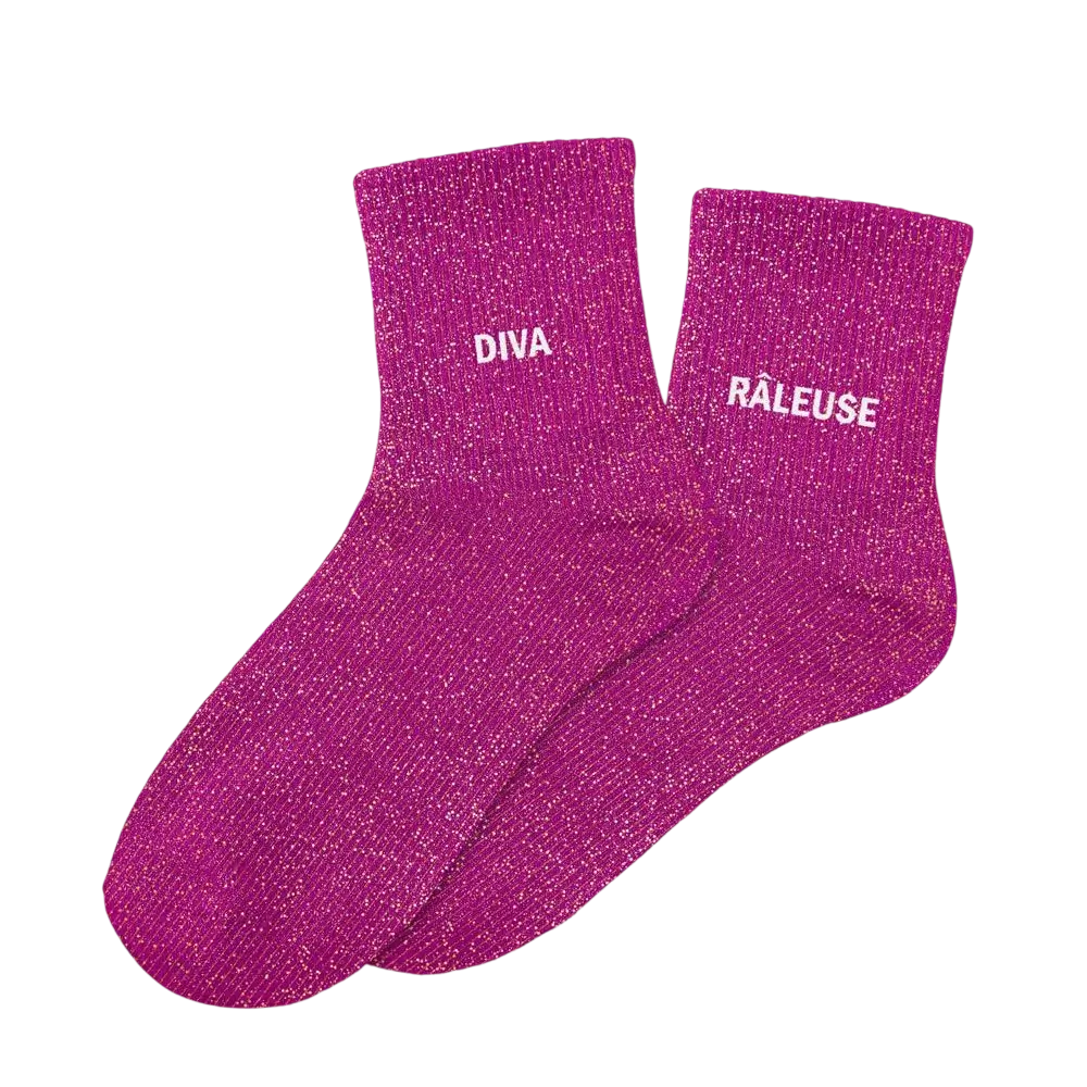 Chaussettes Paillettes Duo Diva Râleuse – Taille Unique 36–42