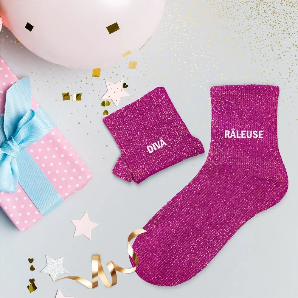 Chaussettes Paillettes Duo Diva Râleuse – Taille Unique 36–42