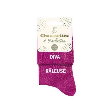 Chaussettes Paillettes Duo Diva Râleuse – Taille Unique 36–42