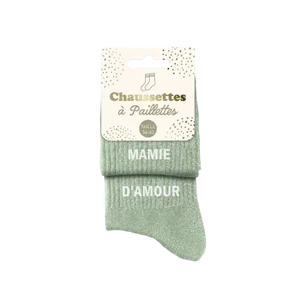 Chaussettes Paillettes Duo Mamie d’Amour – Taille Unique 36–42