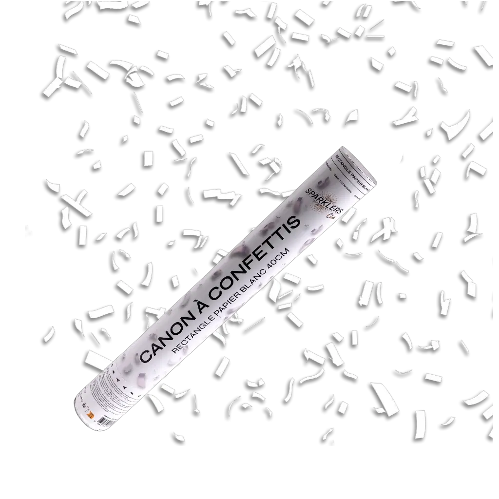 Canons confettis 40cm Blanc
