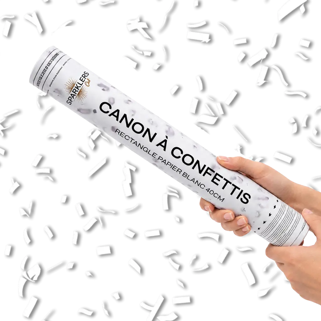 Canons confettis 40cm Blanc