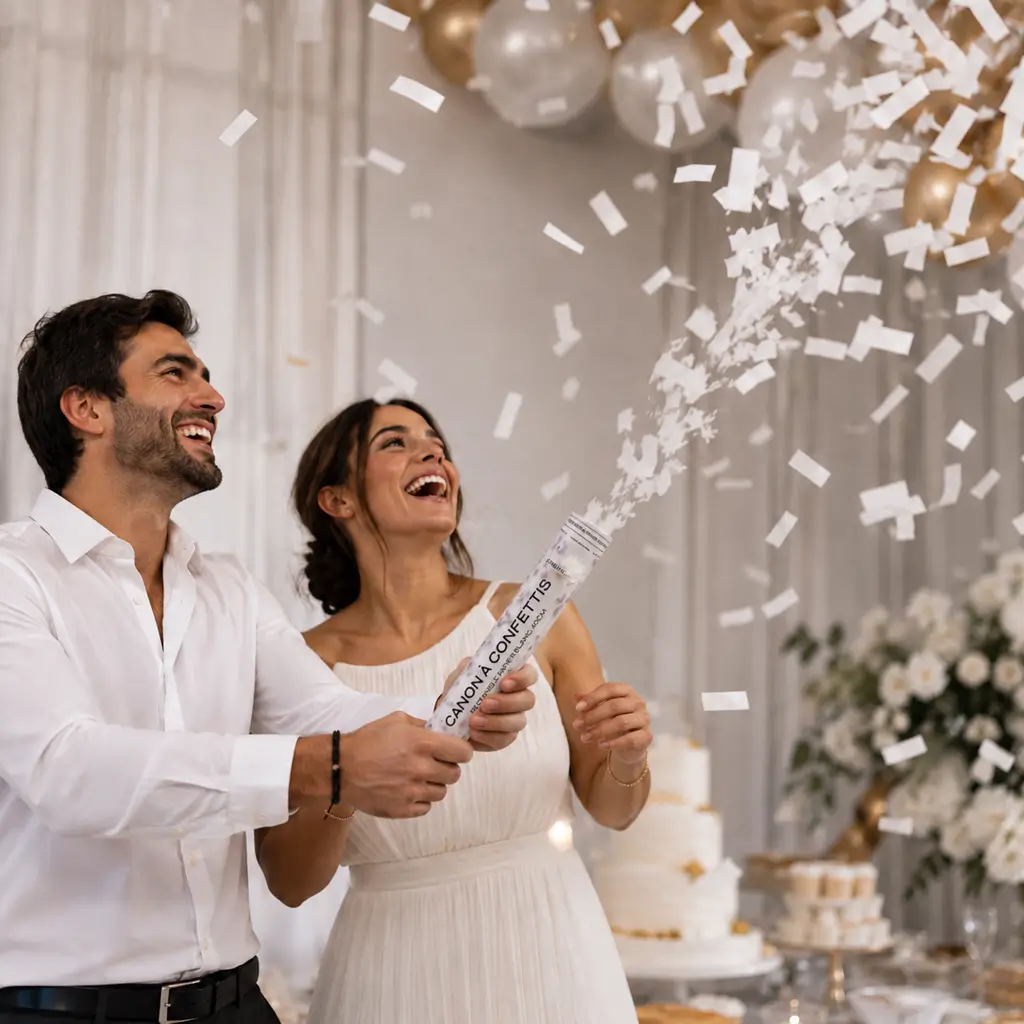 Canons confettis 40cm Blanc