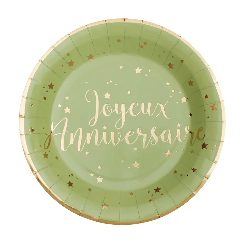 Assiette Joyeux Anniversaire Olive (lot de 10)