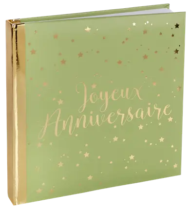 Livre d’Or Joyeux Anniversaire Métallisé Or/Olive