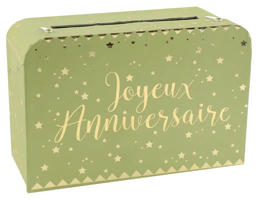 Urne en papier Joyeux Anniversaire Or/Olive